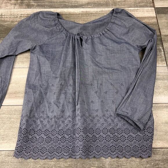 J Crew eyelet chambray blouse - Picture 2 of 10